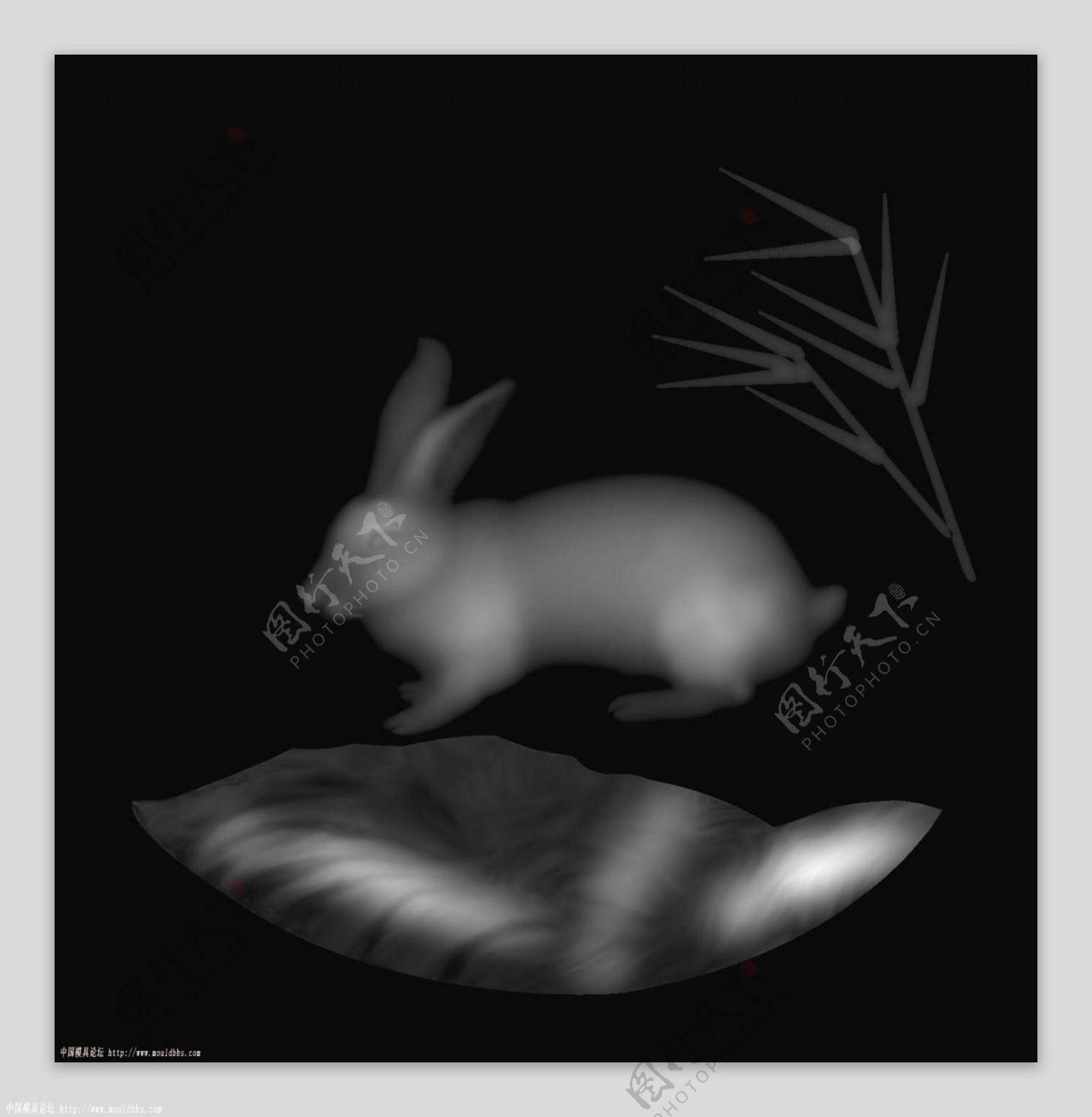 十二生肖兔子灰度图