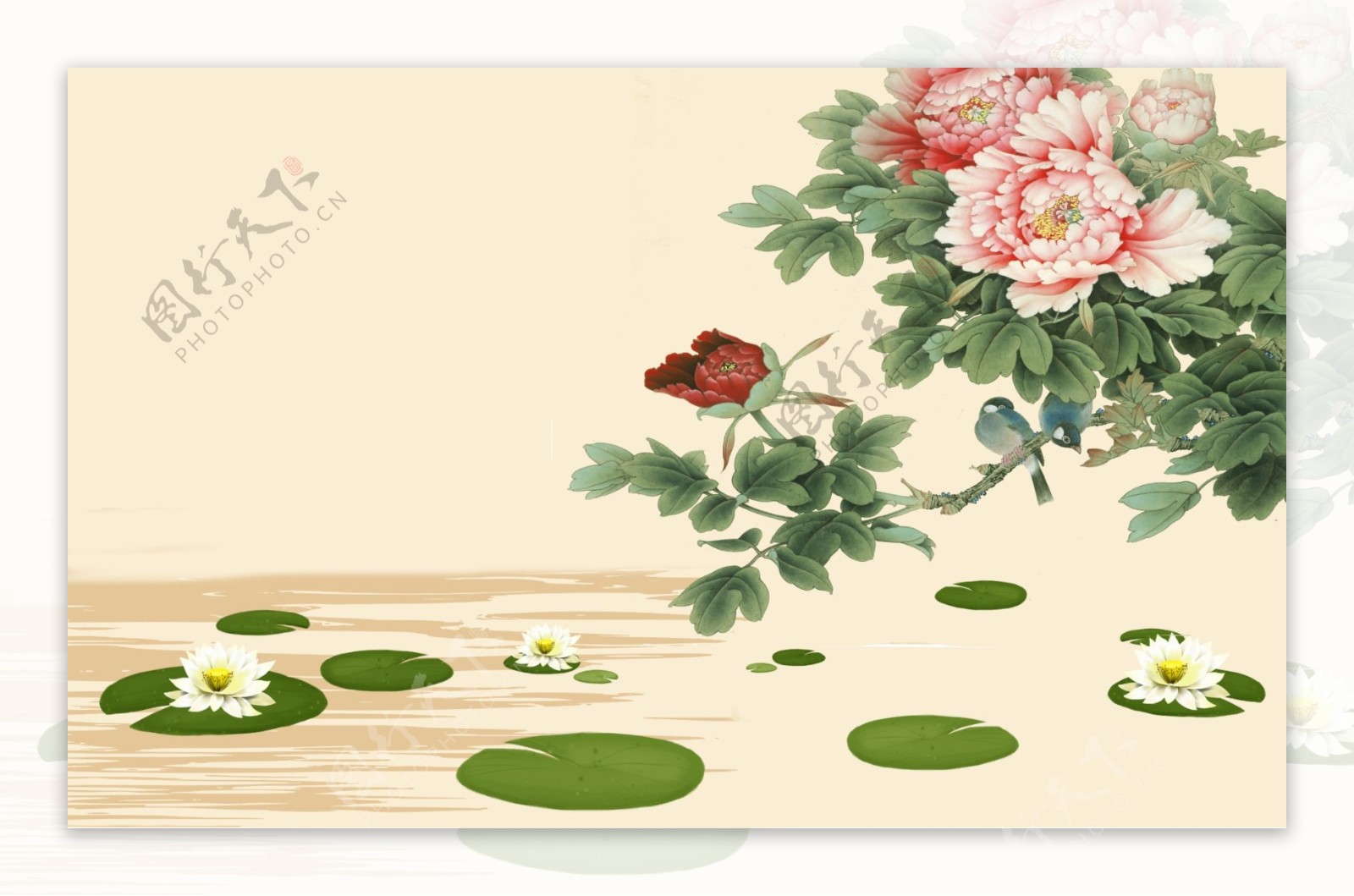 花卉国画背景图物