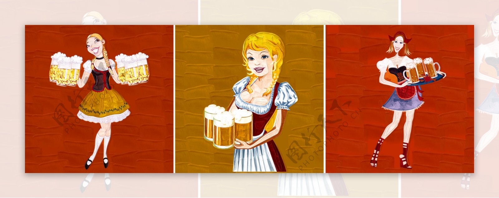 油画啤酒女郎图片
