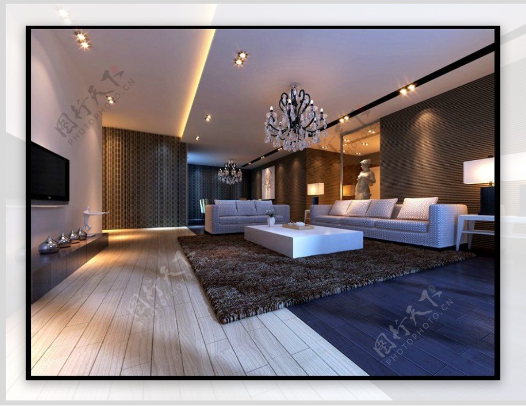 豪华现代客厅3d模型