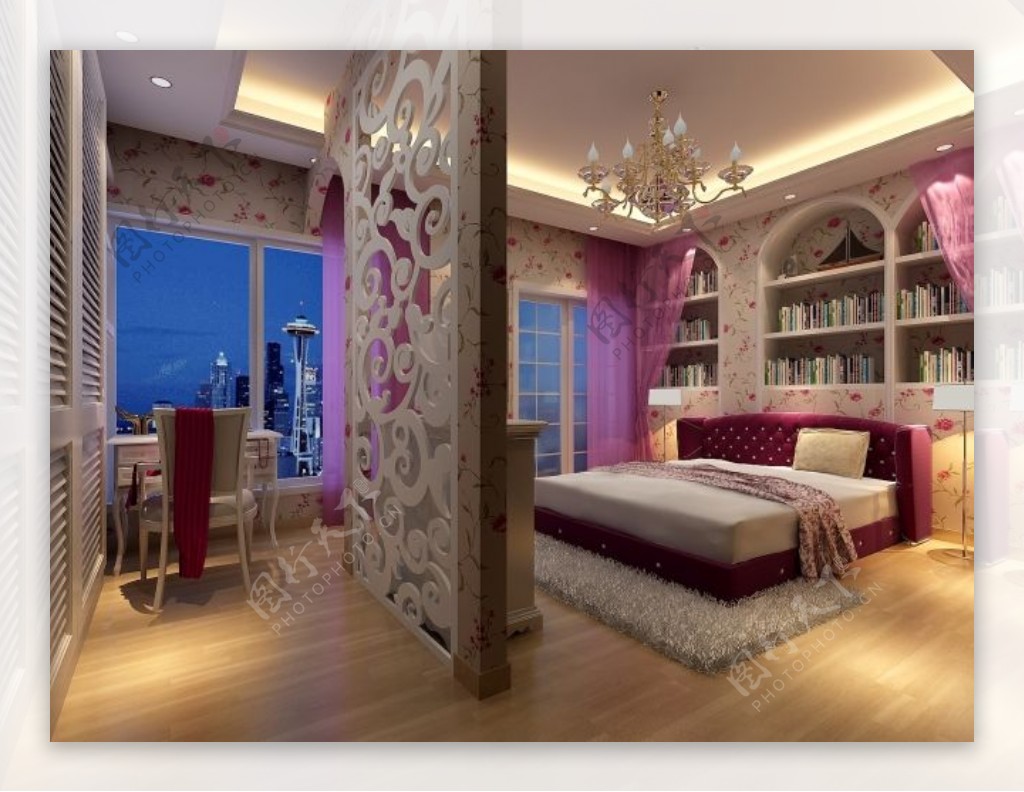 紫色风格卧室
