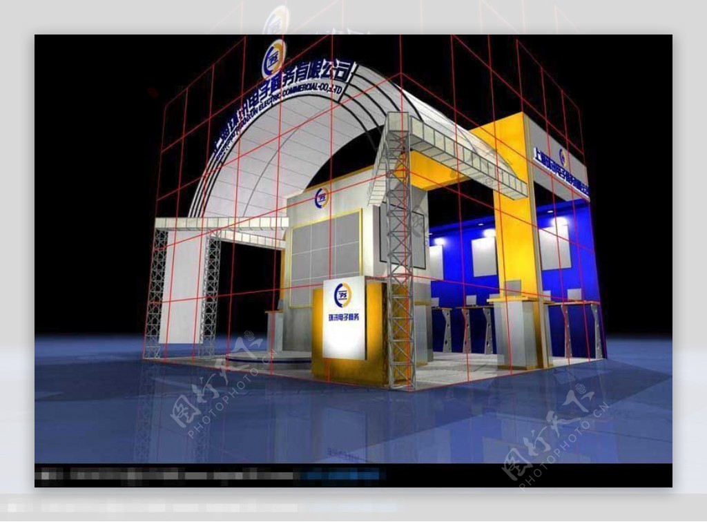 电子商务公司展厅效果图3D模型