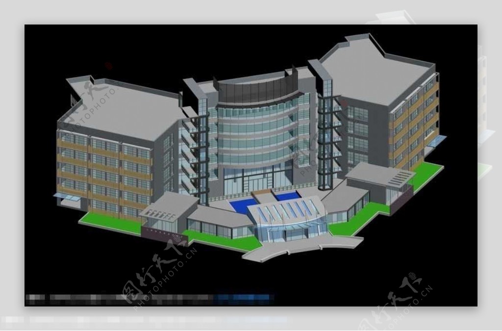 现代广场临街商业中心建筑群3D建筑