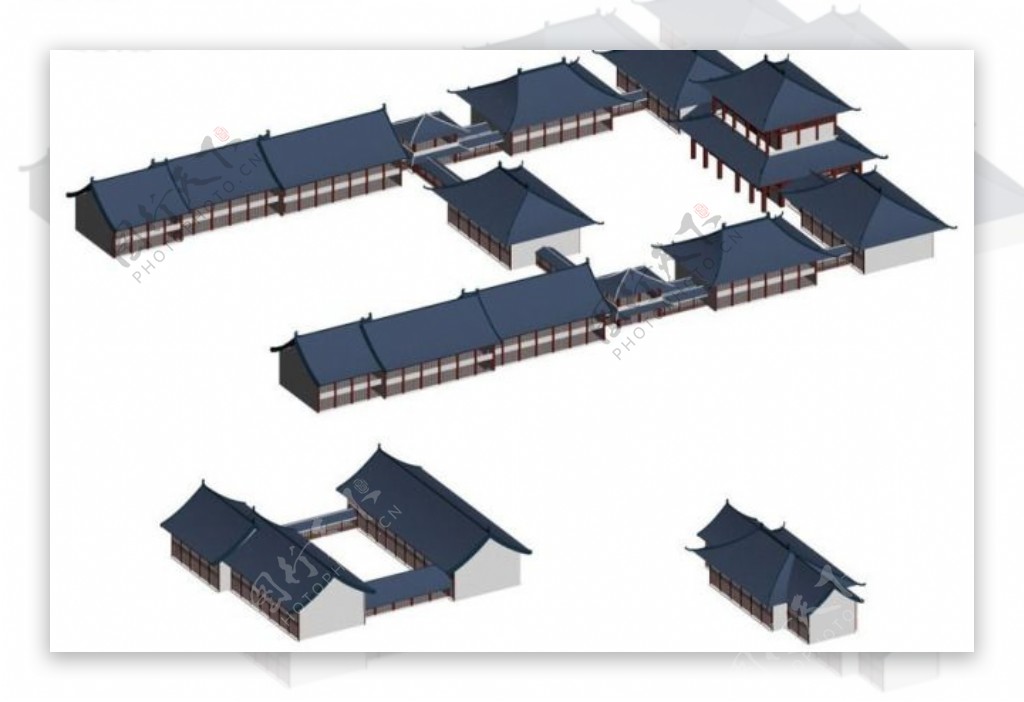 中国古代大园建筑3D模型
