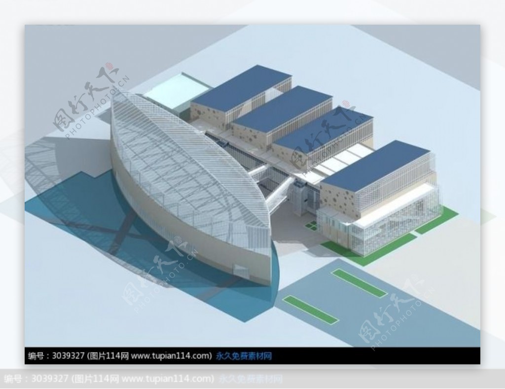 异型艺术风格商业街建筑群3D模型设计