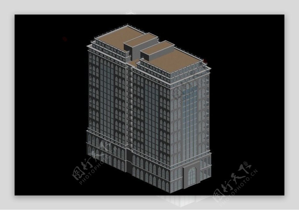豪华大气风格公共建筑3D立体模型
