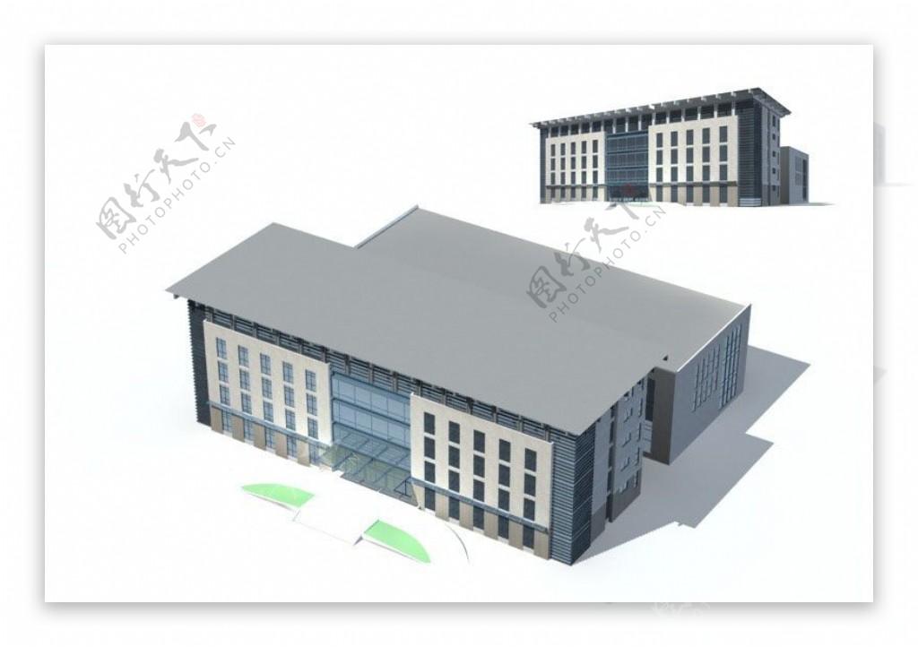 长方形多层公建建筑3D模型
