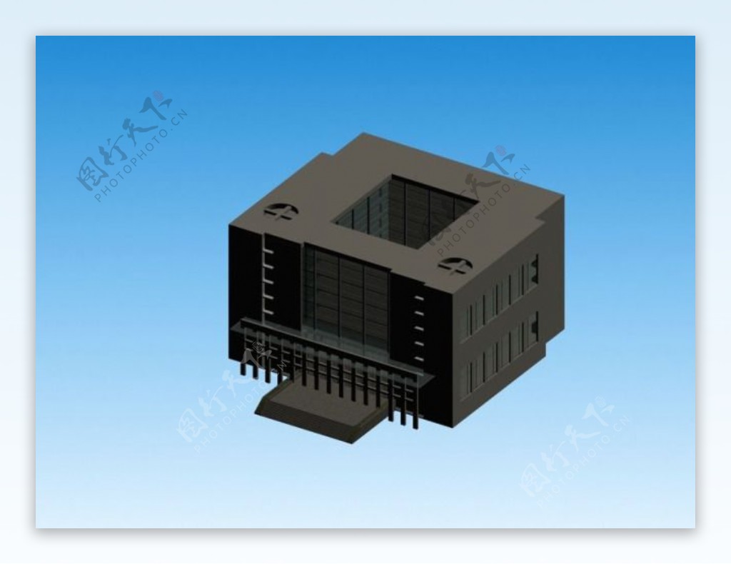 回形简模建筑3D模型