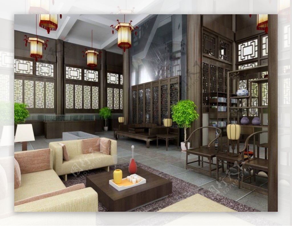 中式客厅模型