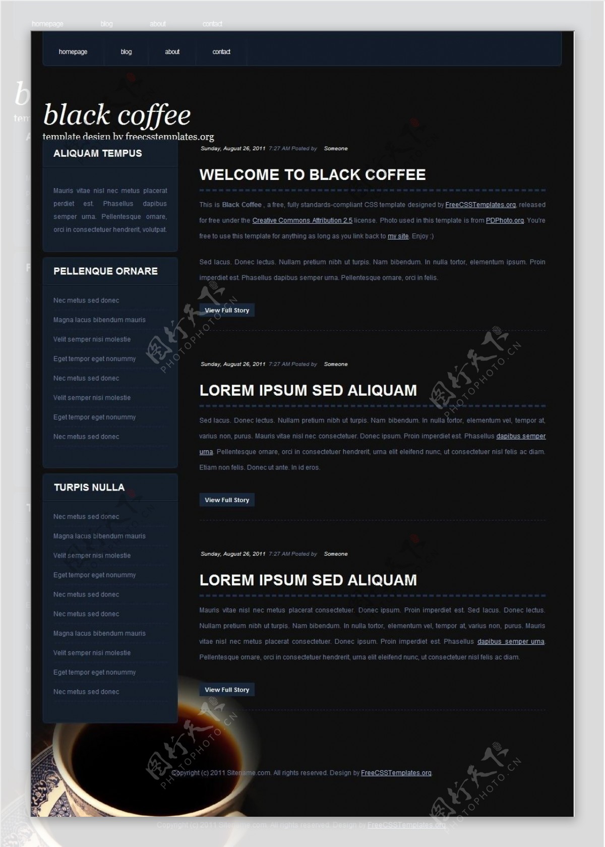 黑咖啡个人信息网页模板