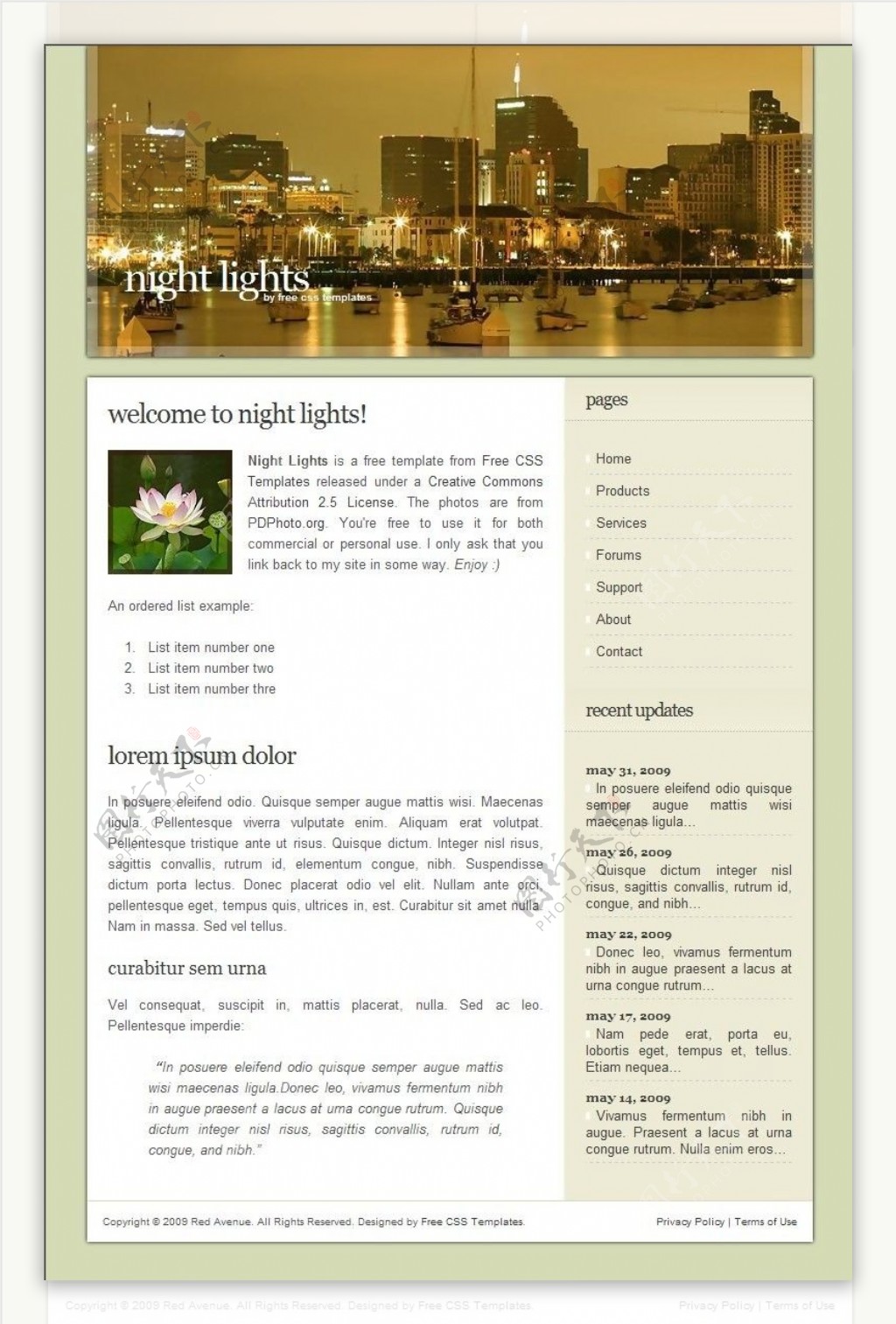 码头夜景信息网页模板