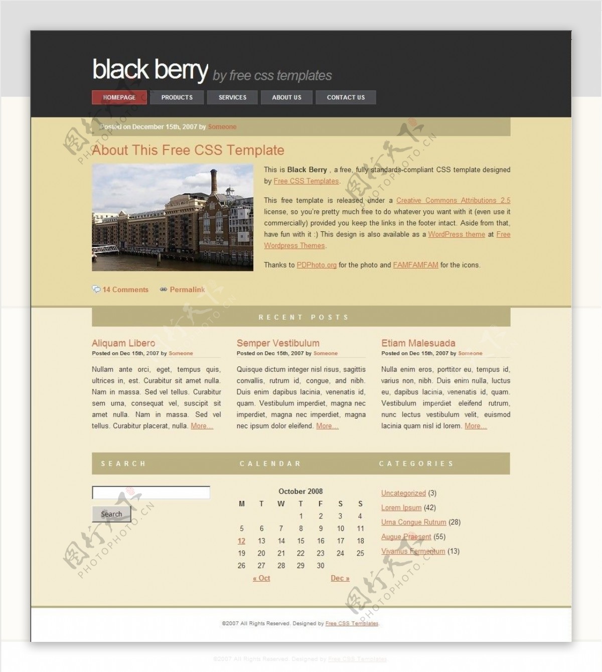 黑色建筑信息网页模板
