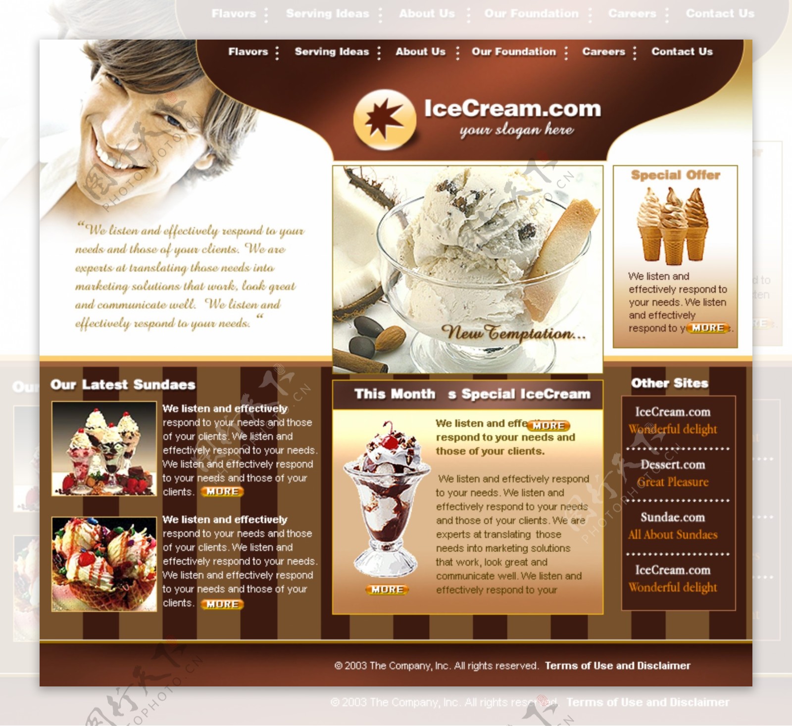 欧美冰淇淋美食网站模板