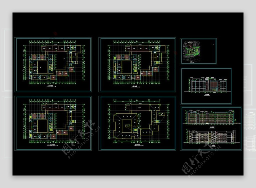 某中学教学楼方案图cad图纸