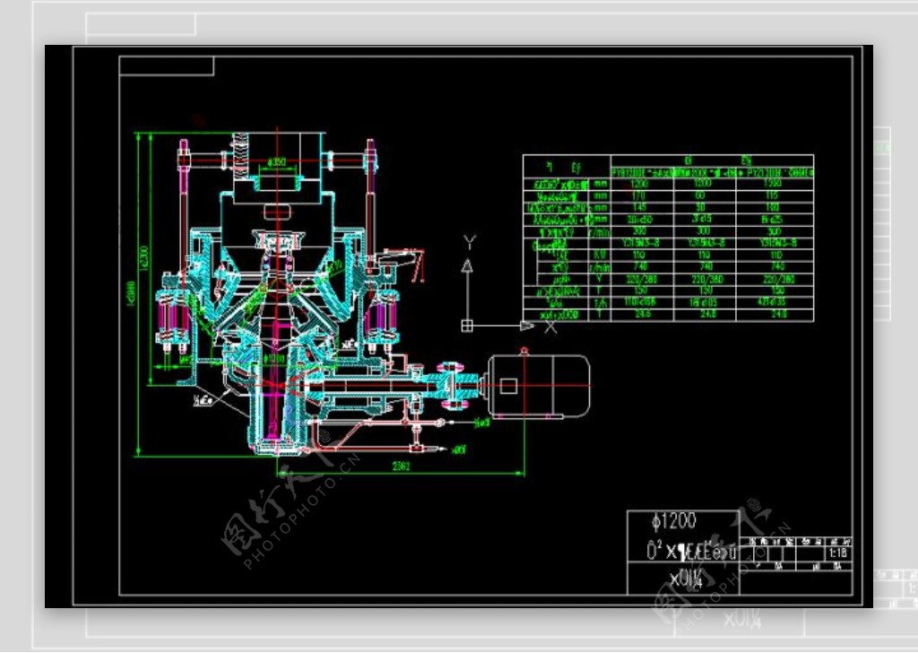 1200圆锥破碎机总图CAD图纸