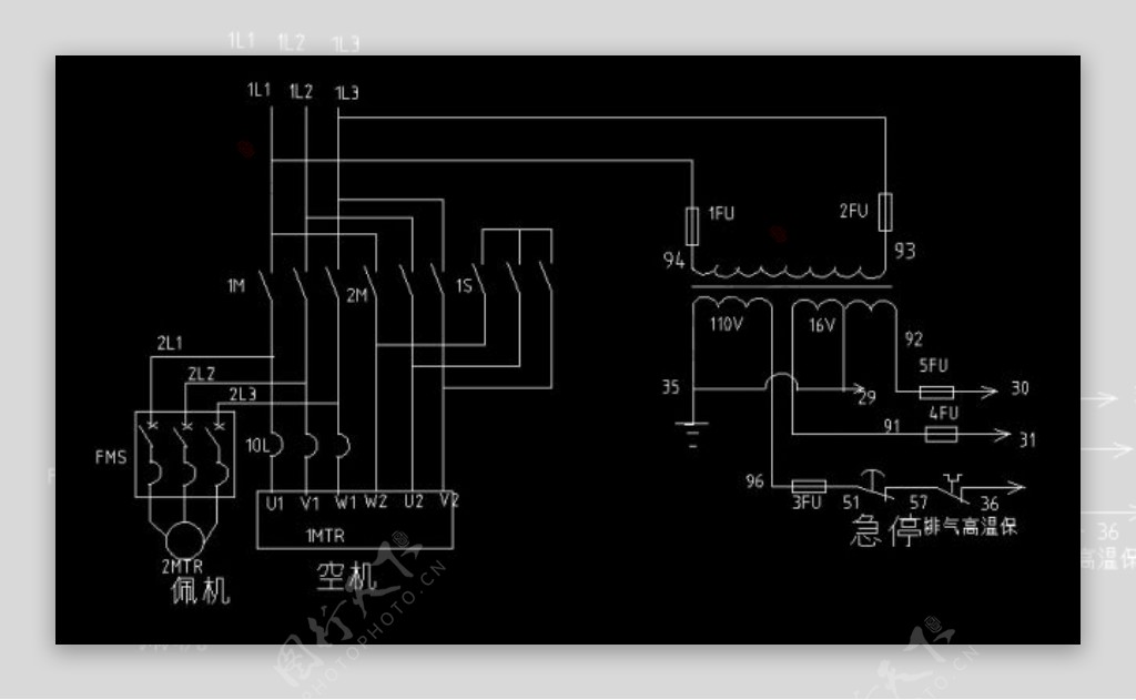 空压机电气控制图CAD图纸