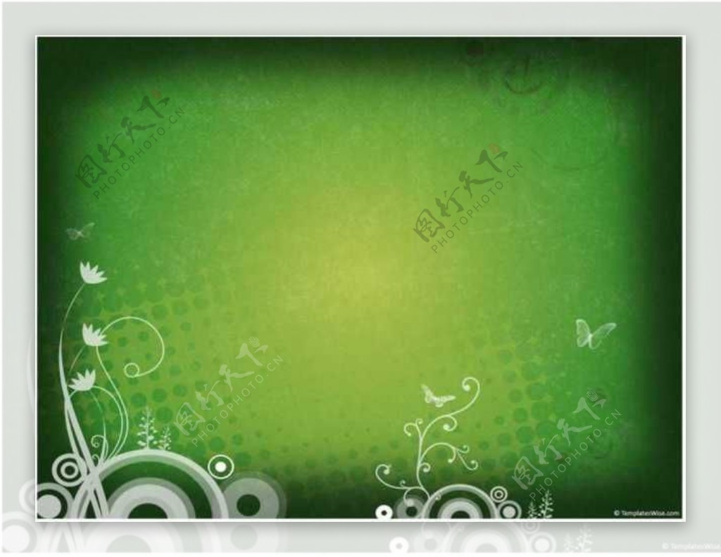 绿色插画背景艺术PPT模板