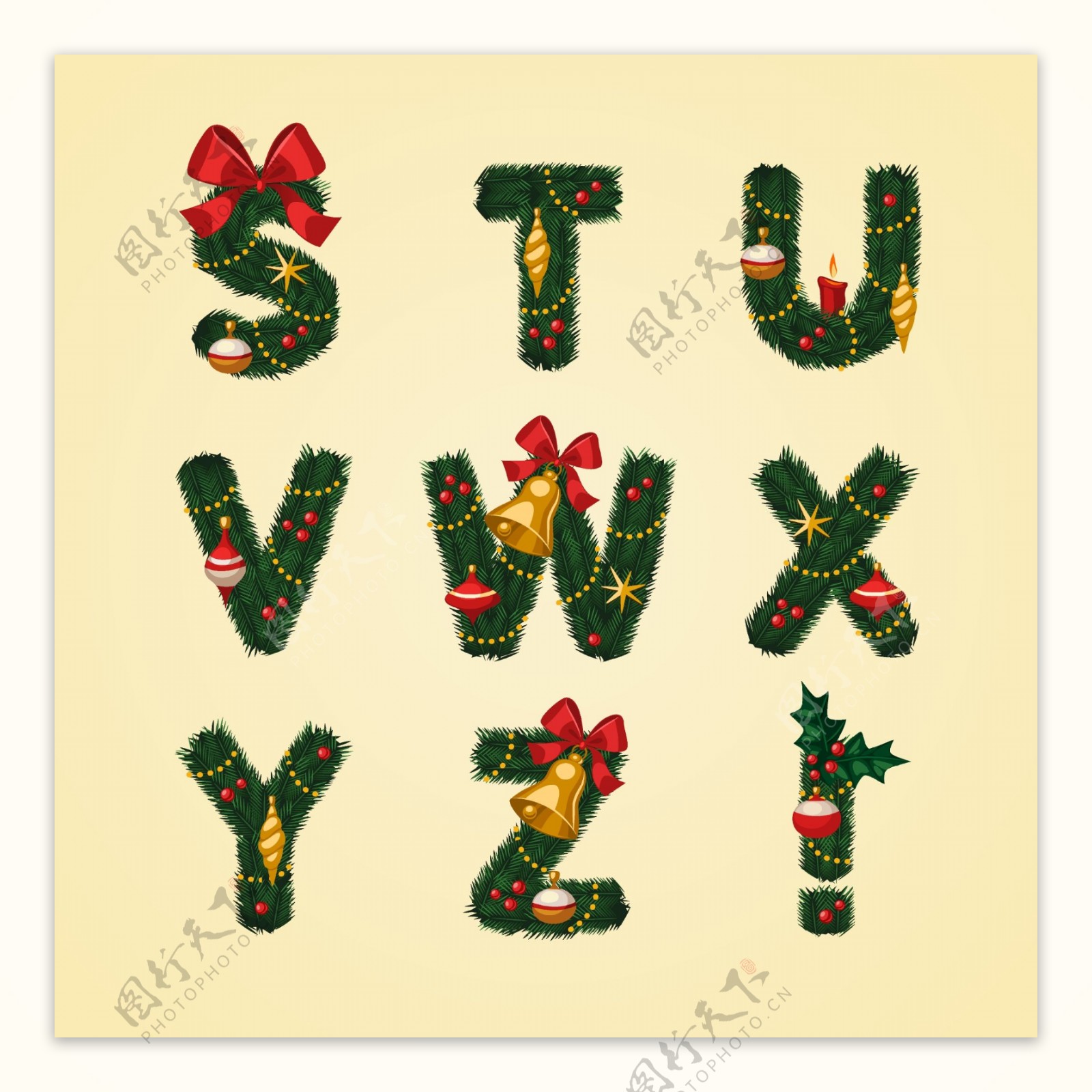 圣诞节装饰字母设计图片