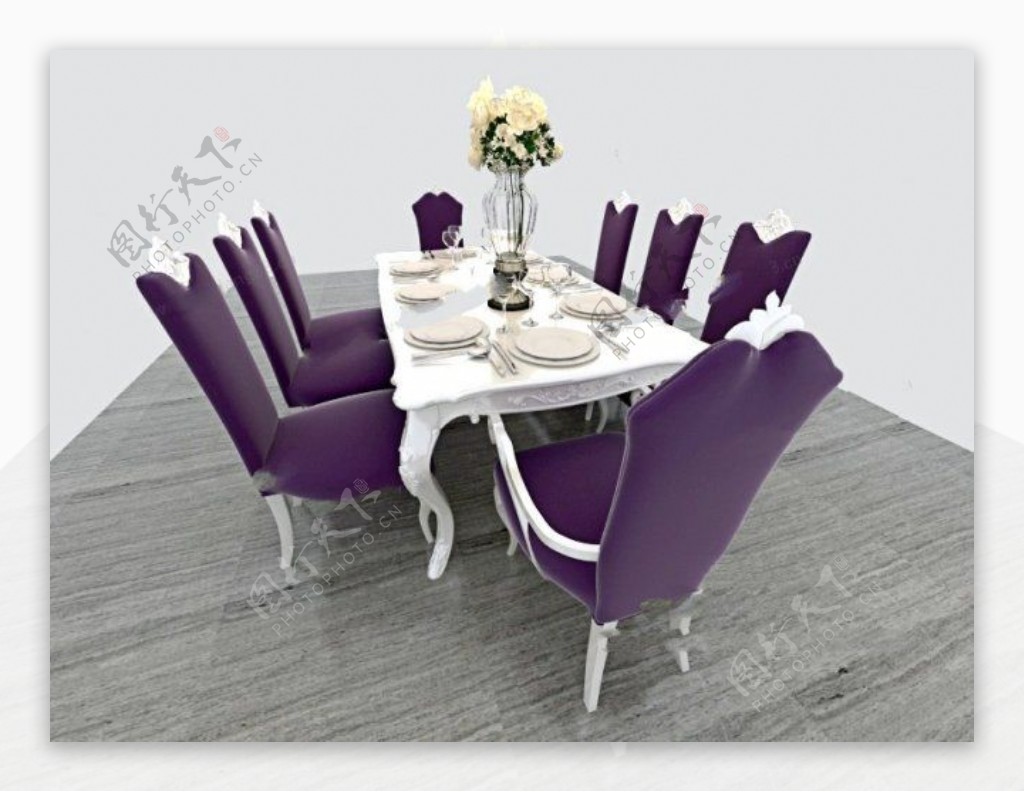 紫色欧式餐桌