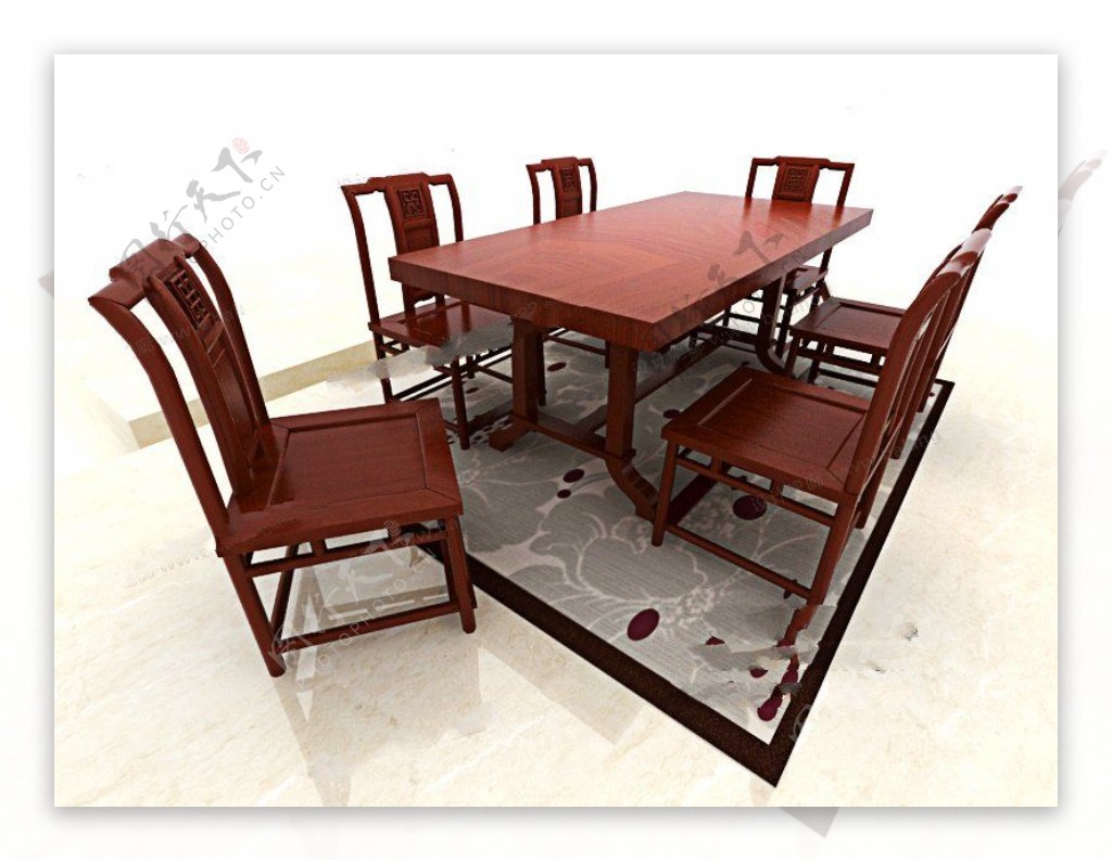 红木六人餐桌
