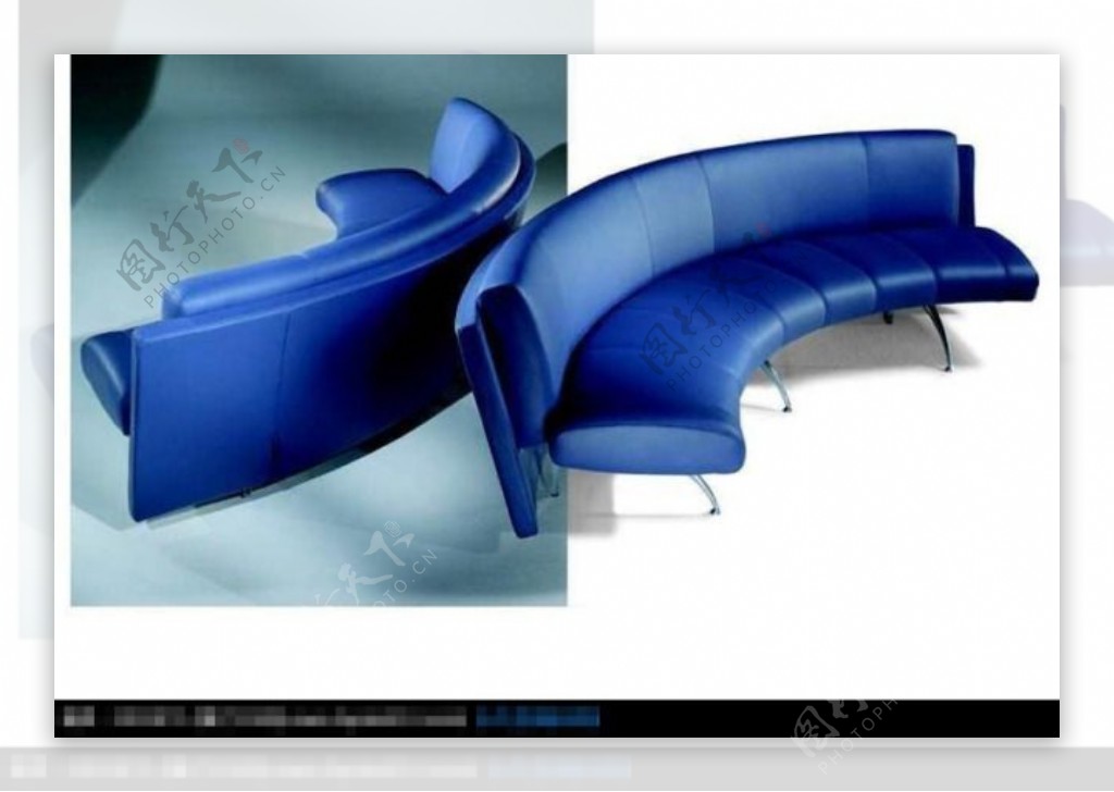 蓝色时尚半月形沙发3D模型下载