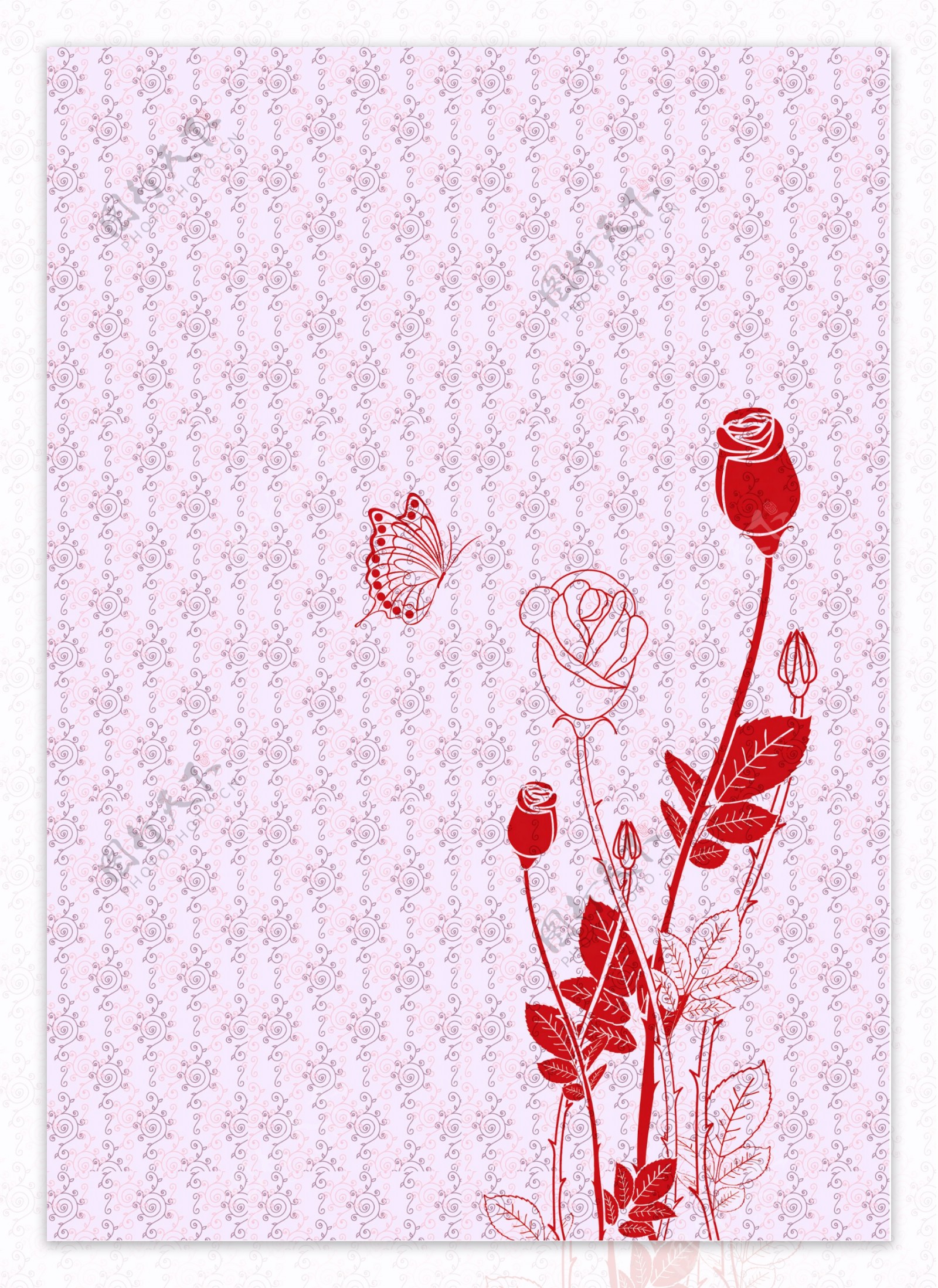 花卉蝴蝶墙纸图
