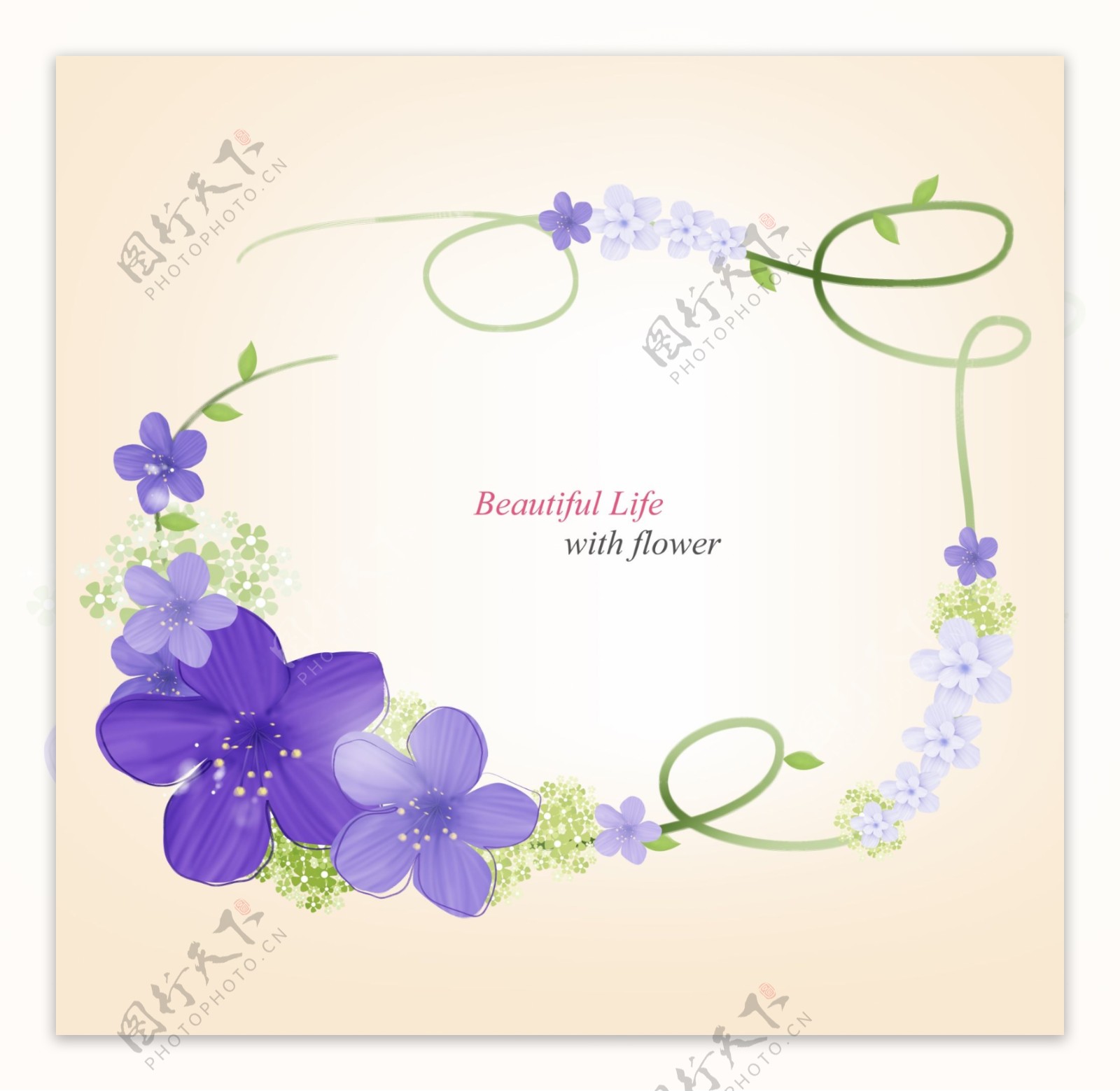 紫色小花藤蔓边框