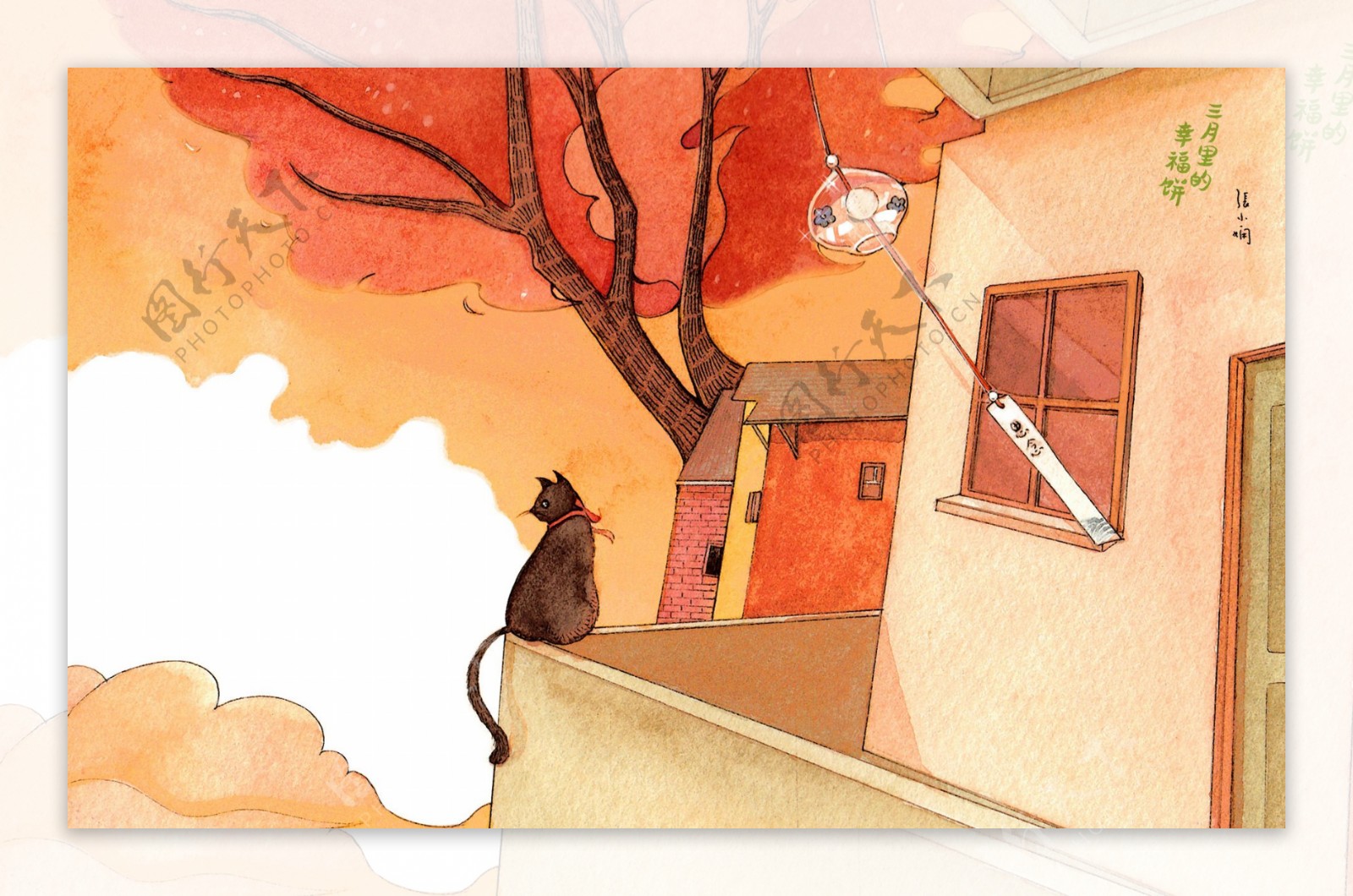 幸福猫插画精美壁纸下载