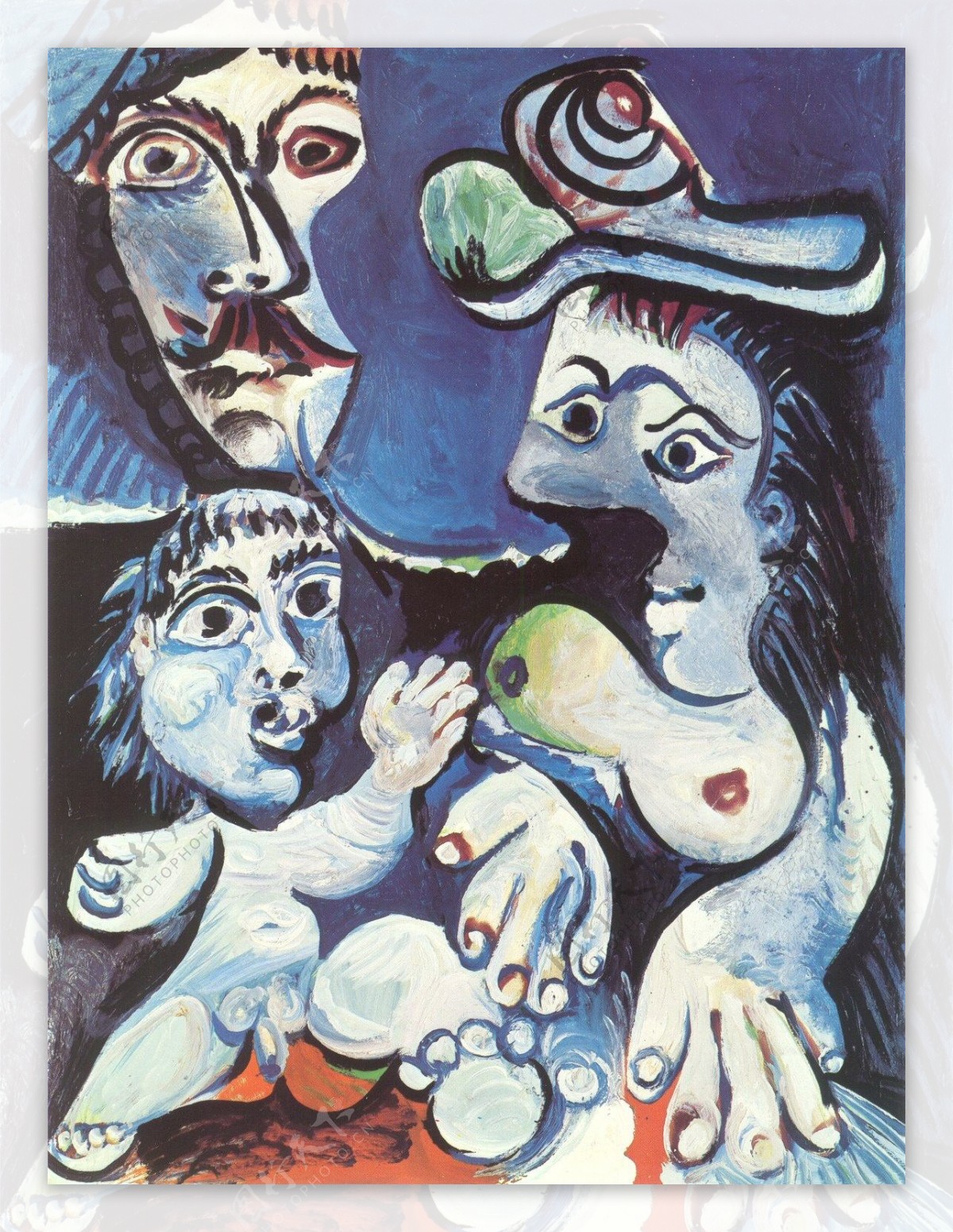 1970Hommefemmeetenfant西班牙画家巴勃罗毕加索抽象油画人物人体油画装饰画