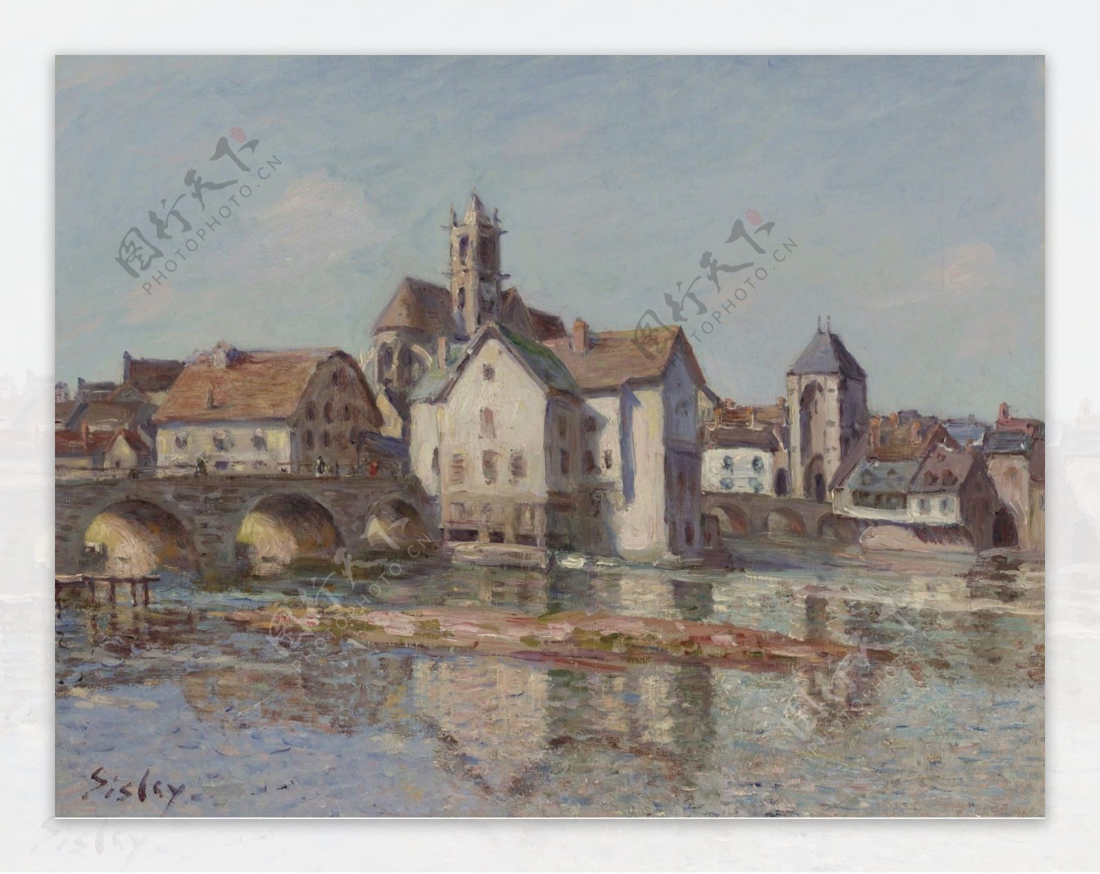 AlfredSisleyTheBridgeofMoret1892法国画家阿尔弗莱德西斯莱alfredsisley印象派自然风景天空油画装饰画