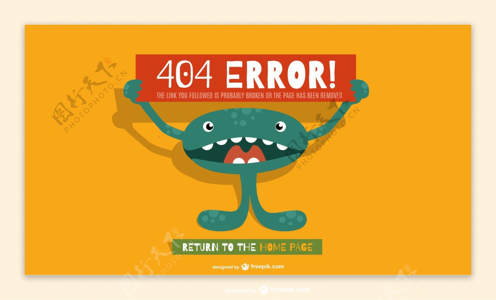搞怪404错误页面矢量素材