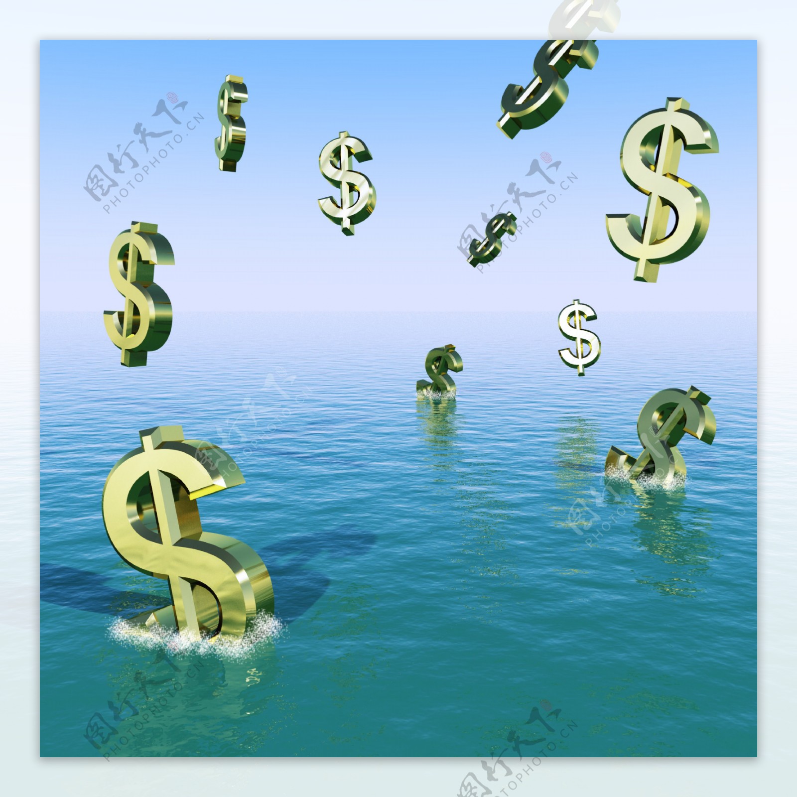 美元下跌在海中呈现萧条衰退和经济衰退