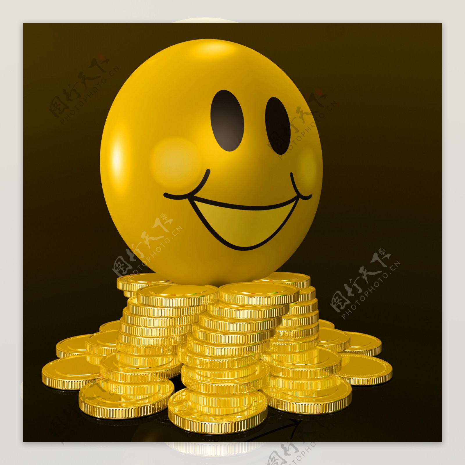 用硬币笑脸显示盈利收益