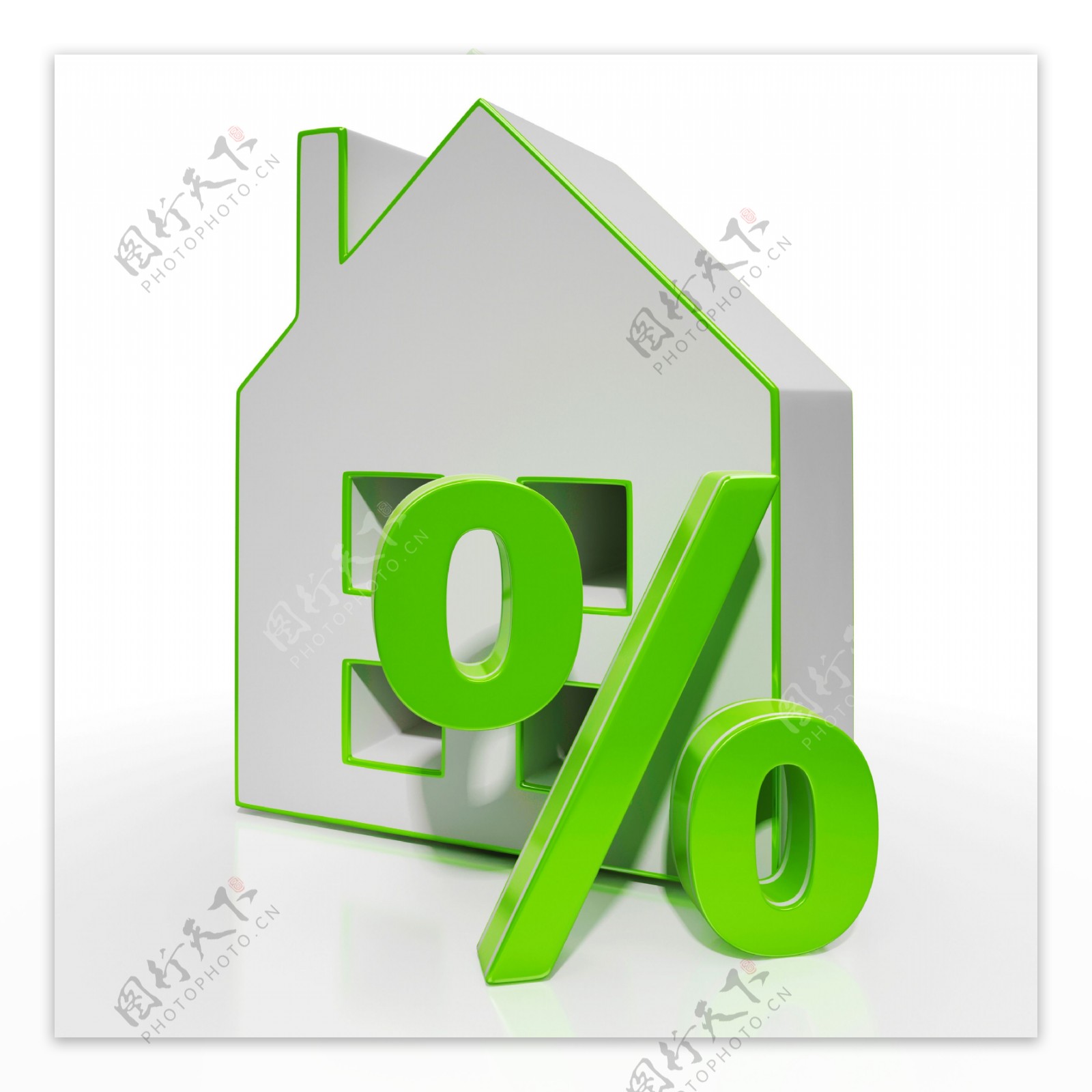 房子和百分比符号显示投资或折扣