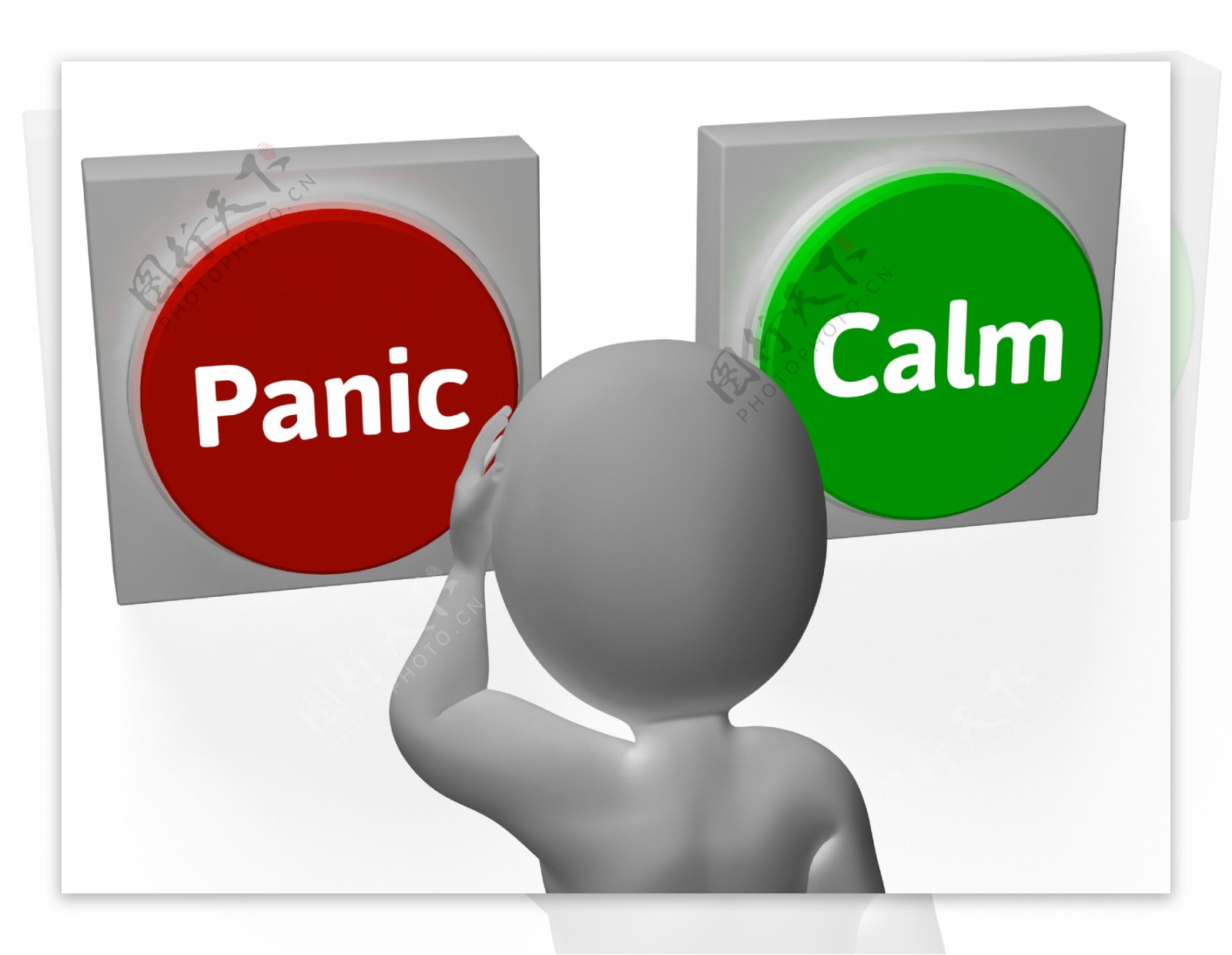 恐慌按钮显示的担忧或安宁平静