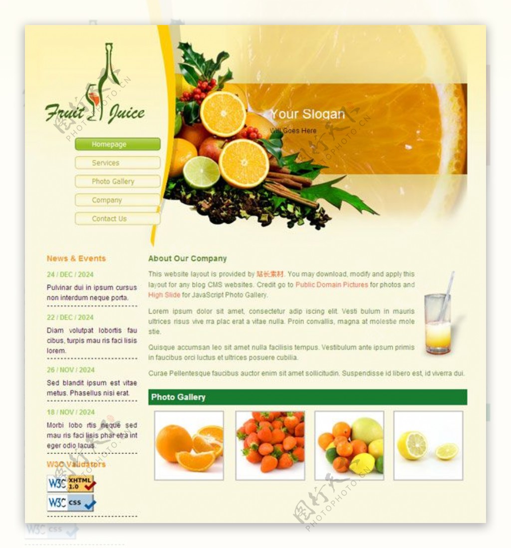 水果果汁CSS网页模板