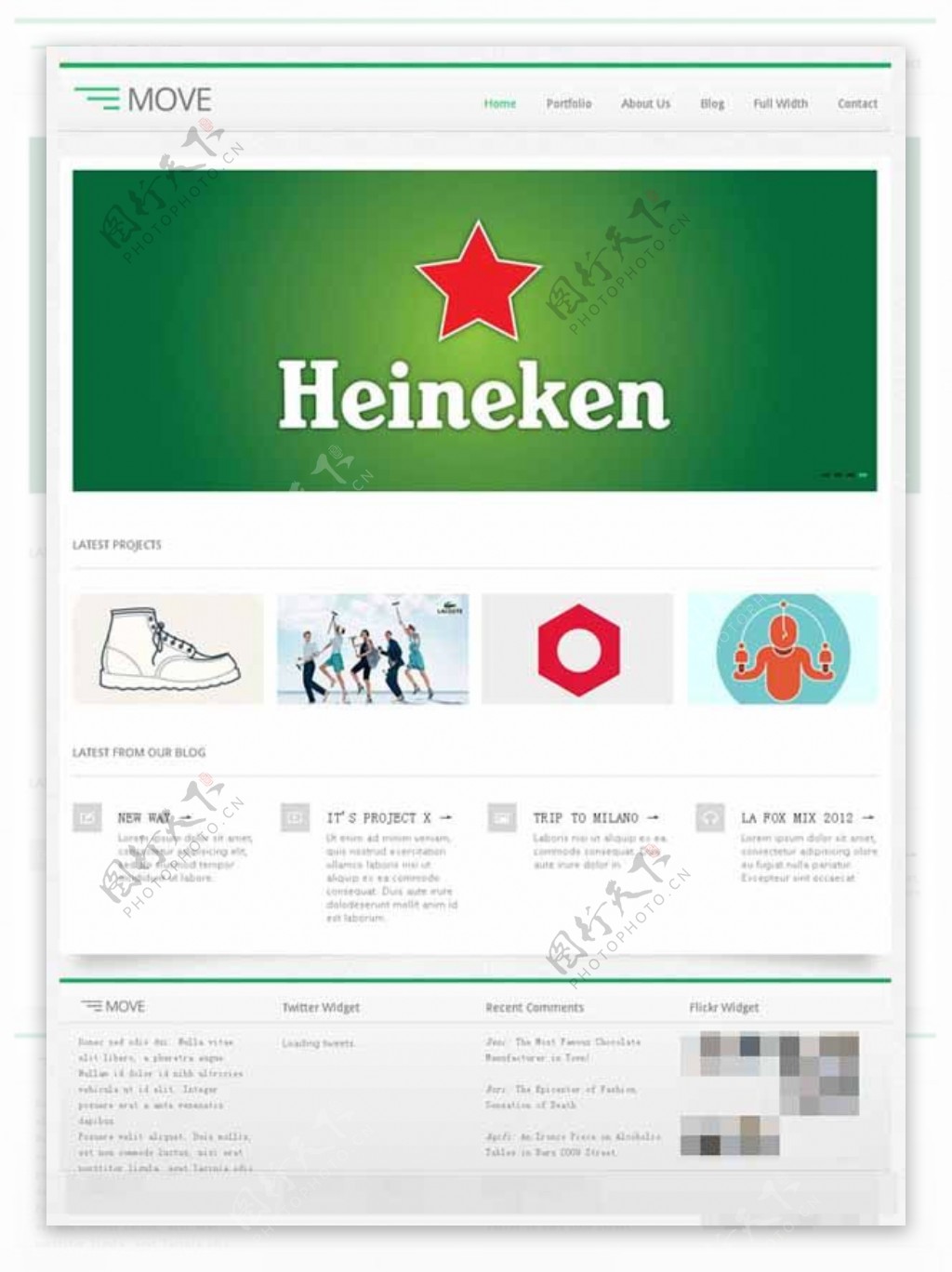 绿色描边HTML5网页模板