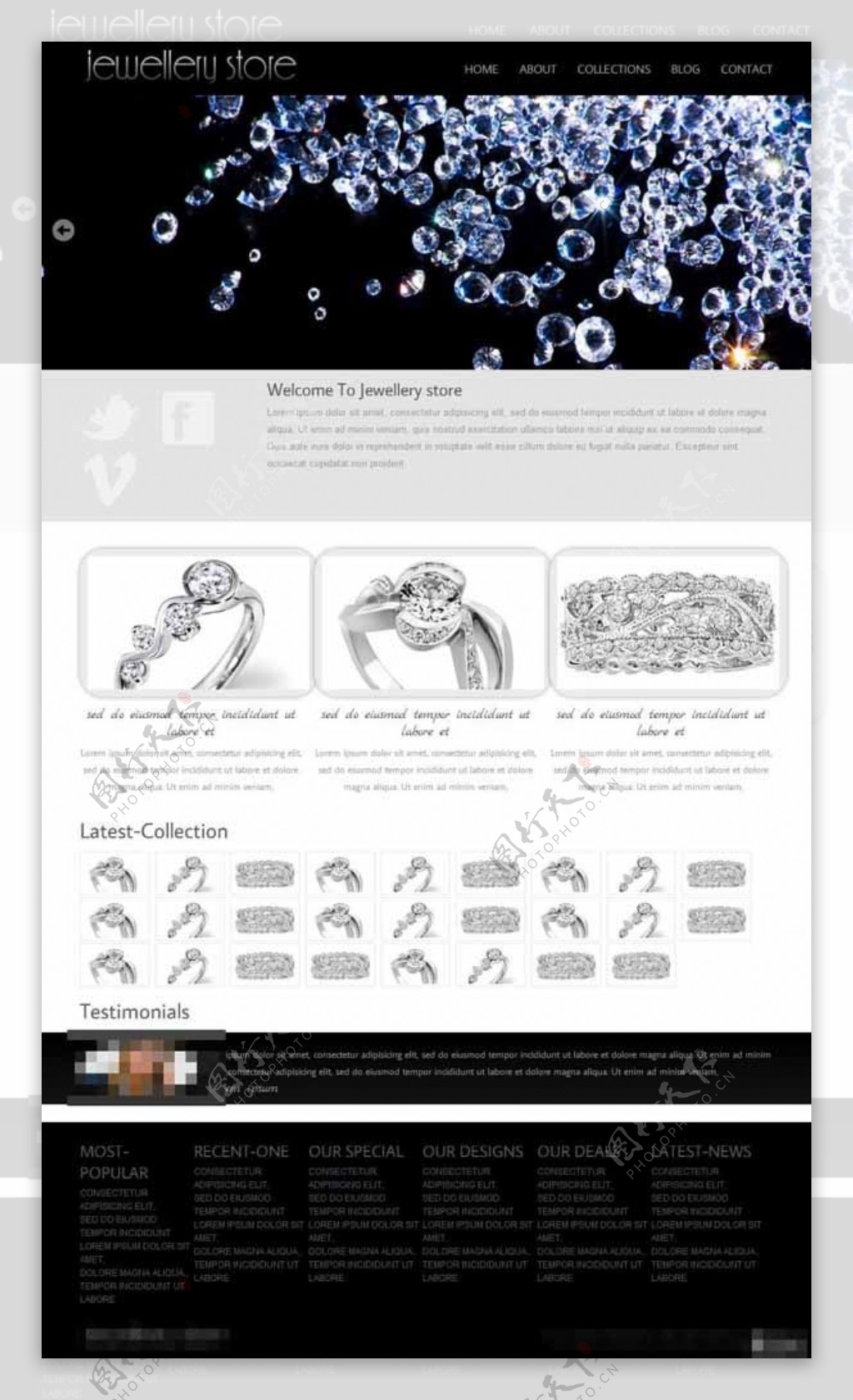 钻石戒指手镯网页模板