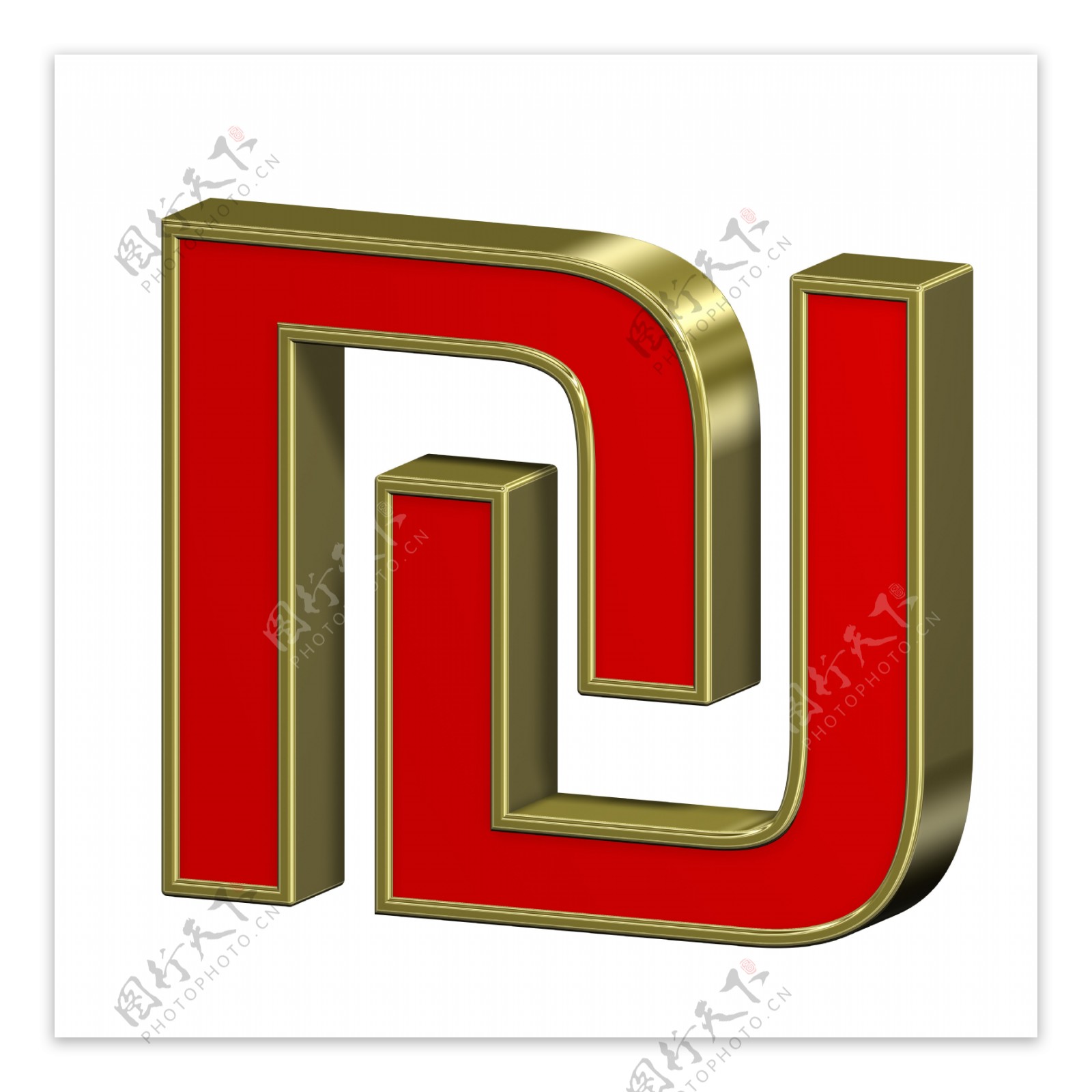 红与金框的罗马字母符号克尔套白色隔离