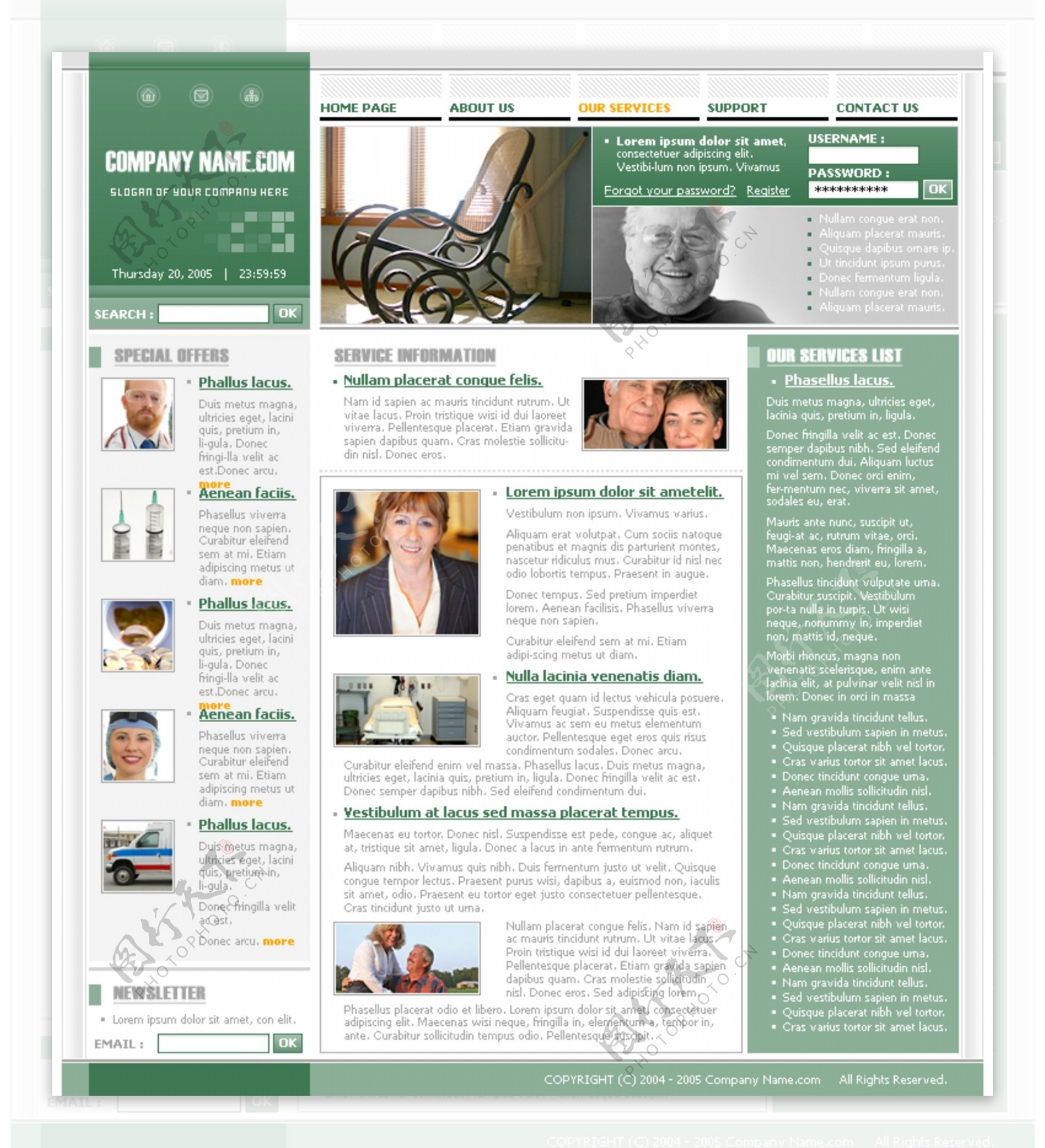 养老院生活服务网页模板