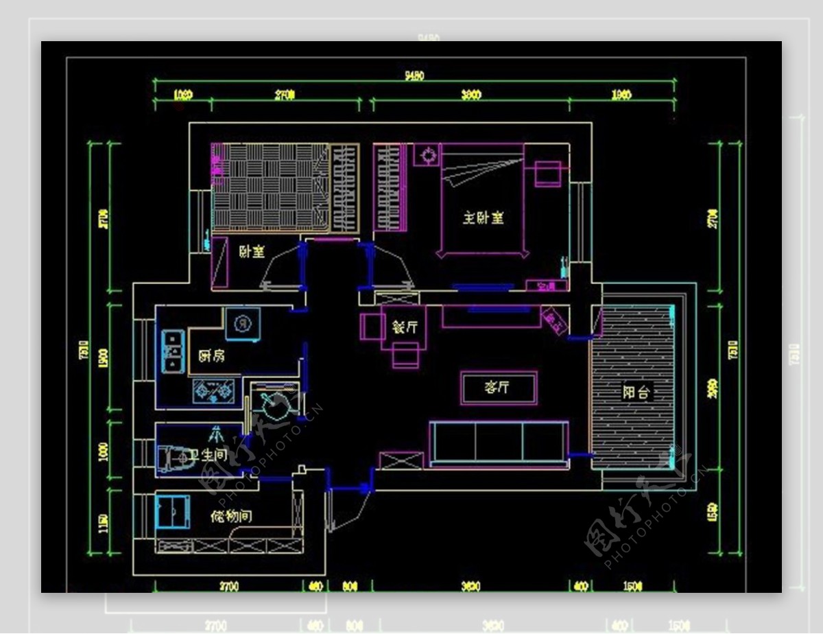 小户型2房60平方施工图