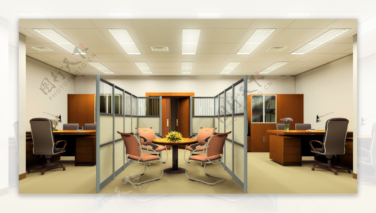 写字楼设计效果图办公场所室内空间PSD格式300DPI