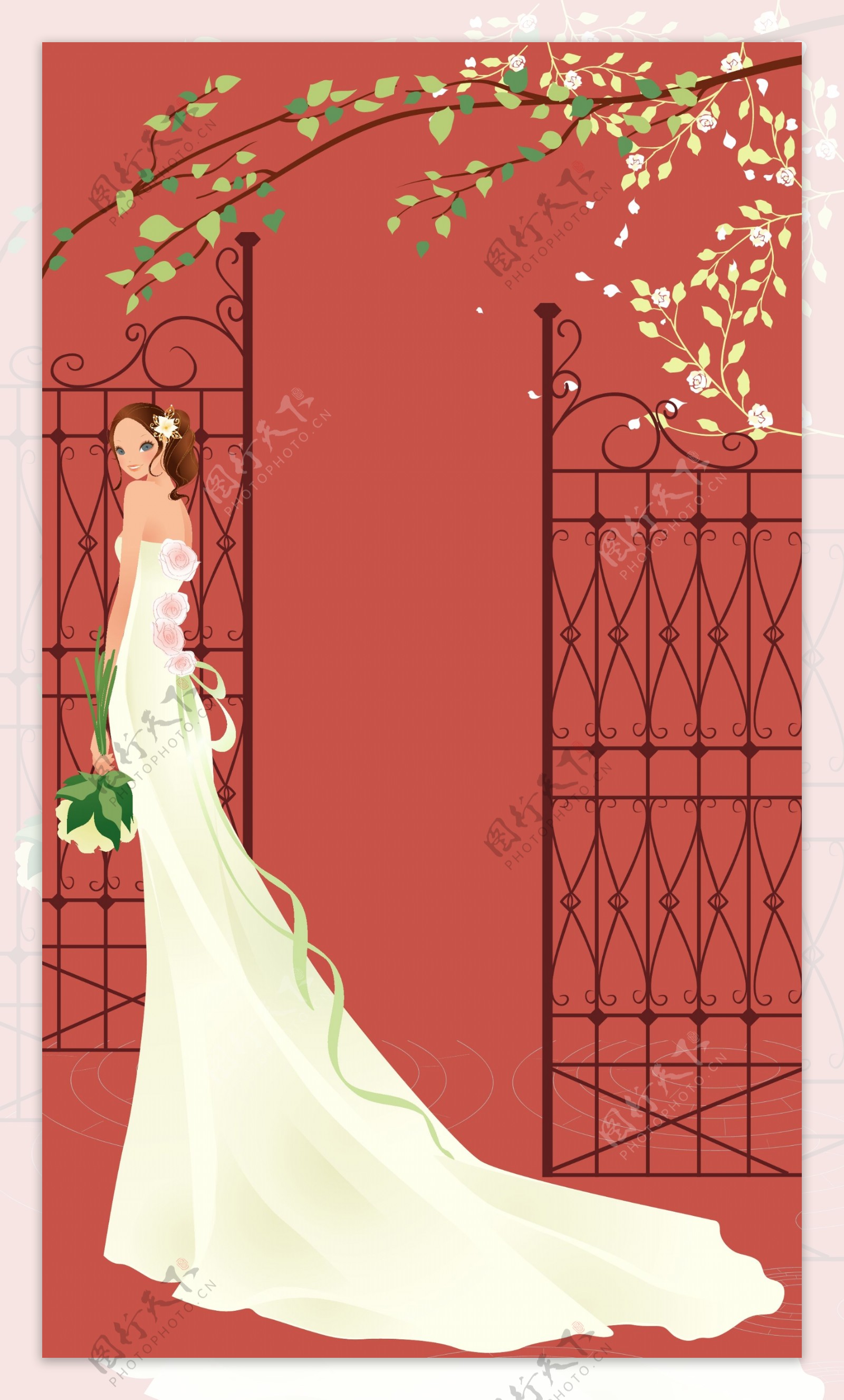 40P之15卡通系列唯美漂亮的婚纱新娘矢量素材sxzj