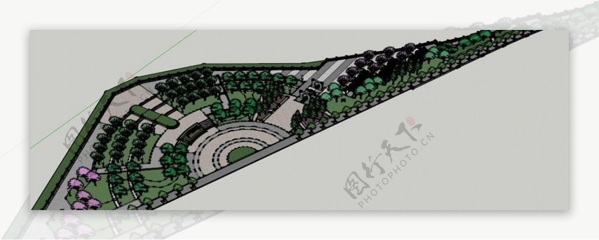 SketchUp景观模型街心公园景观模型