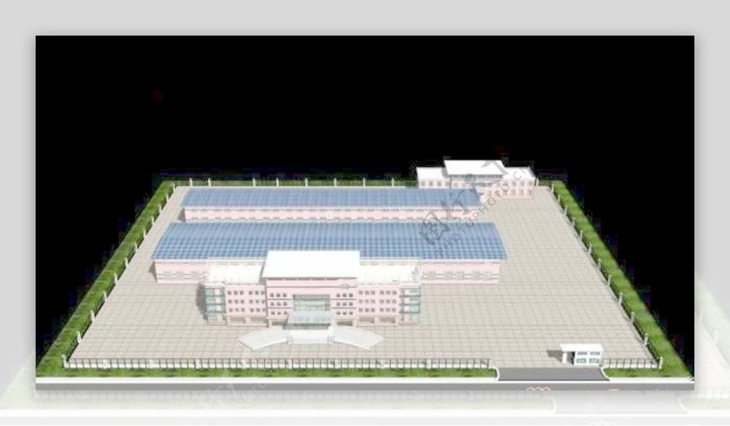 厂区办公楼及厂房建筑3DMAX模型源文件