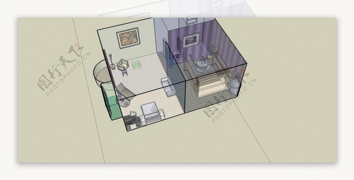 小户型室内建筑完整sketchup模型