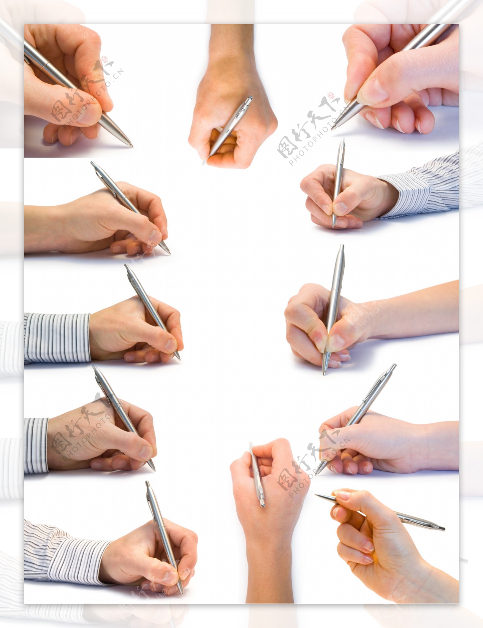 一组握笔手势素材高清图片