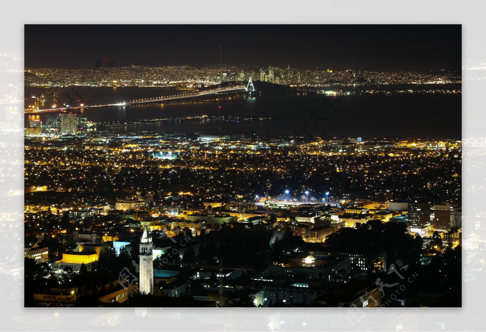 旧金山夜景俯瞰摄影图片
