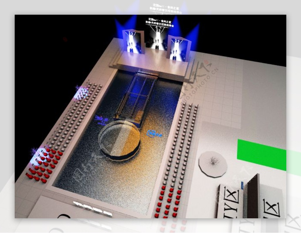 泳池舞台场地布置图片