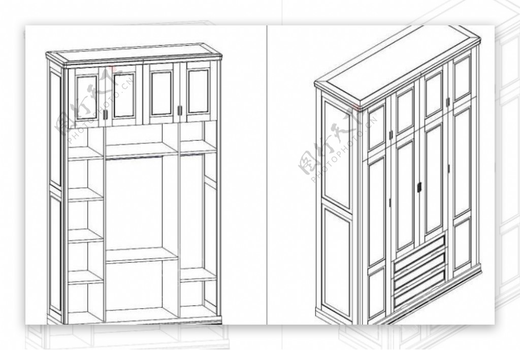 cad三维模型中式家具